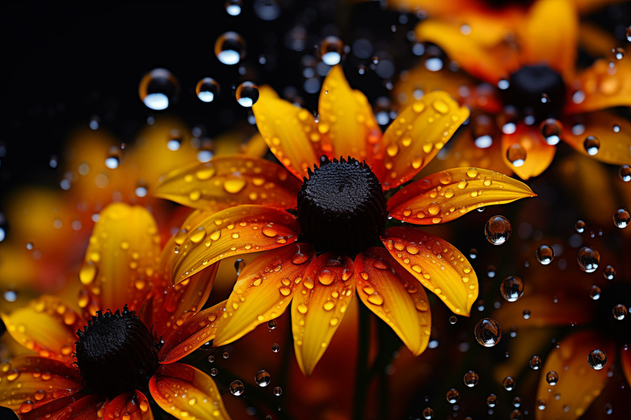 Morning Dew Daisies – Luminous Floral Art Print  Print