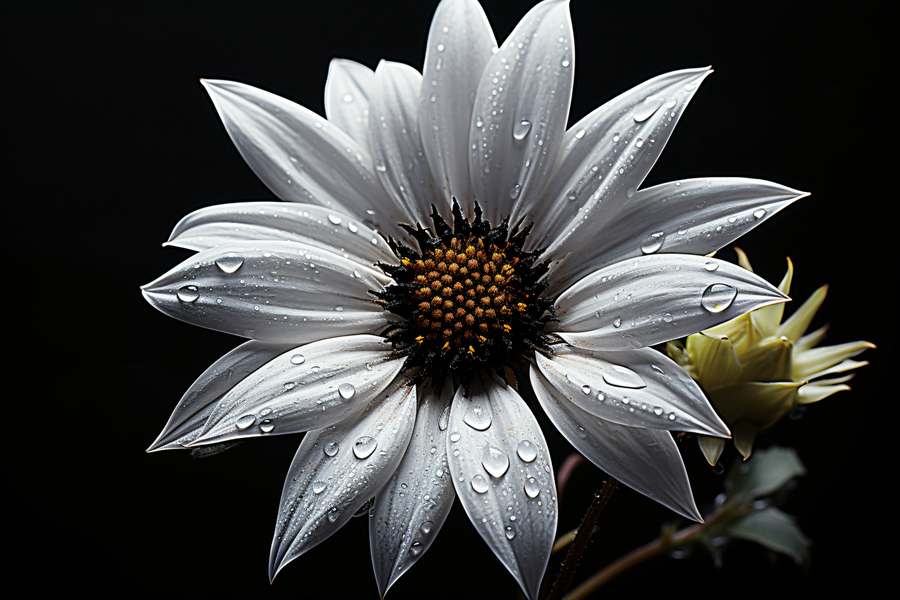Majestic Macro – Monochrome Sunflower Close-Up Art Print  Print