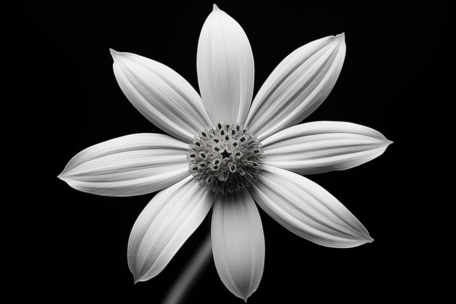 Obsidian Bloom II – Minimal Floral Print  Print