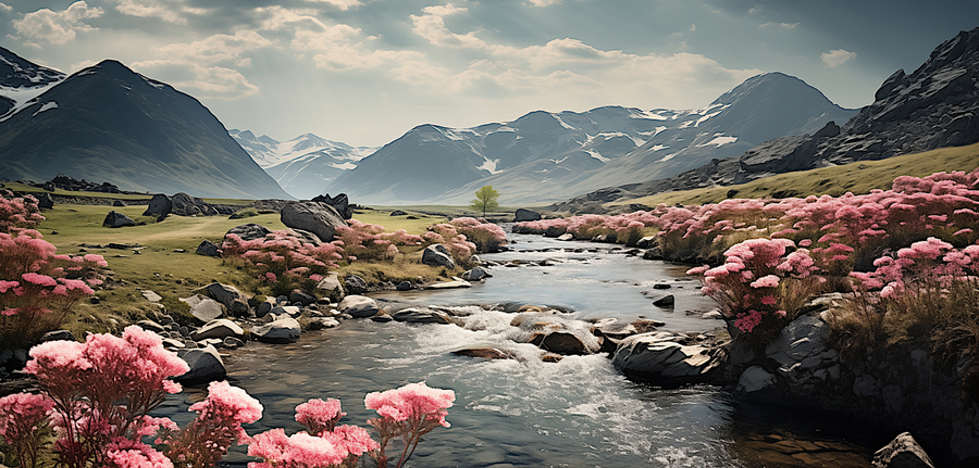 Valley of Serenity – Mountain Lake Landscape Print  Print