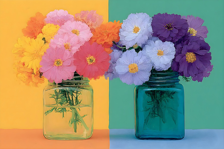 Sunny Duo – Pastel Pop Bouquet Print  Print