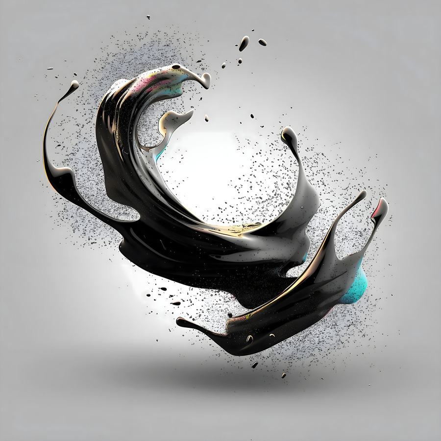 Orbiting Ink – Fluid Monochrome Motion Print  Print