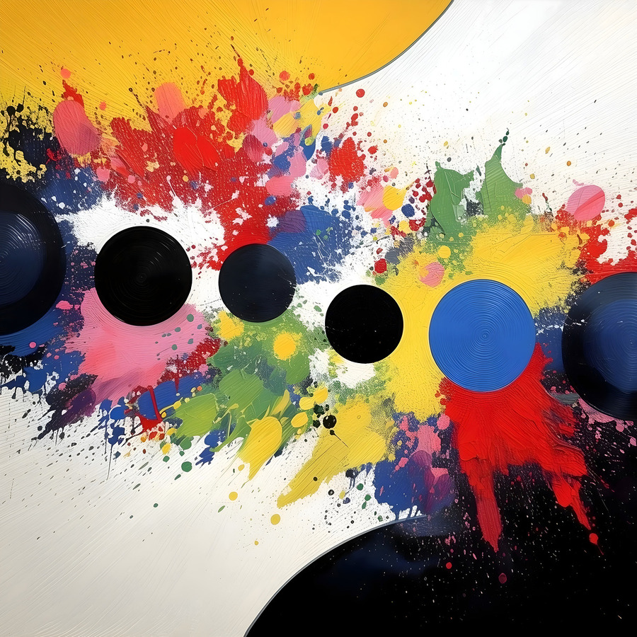 Orbital Dayglow – Splash & Orbs Abstract Print  Print