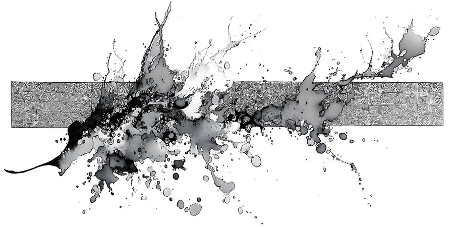 Mono Surge – Minimalist Ink Splash Abstract Print  Print