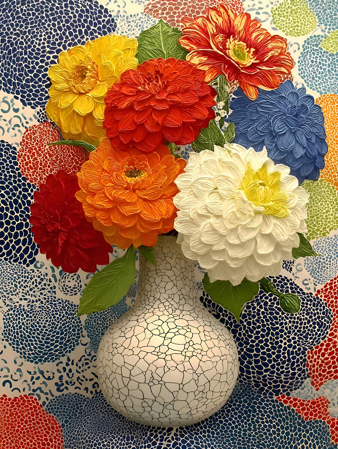 Cracked Bloom – Modern Dahlia Study Print  Print