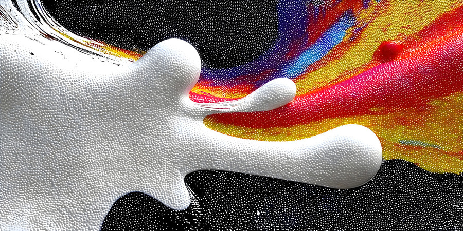 Chromatic Surge – White Splash Abstract Art Print  Print