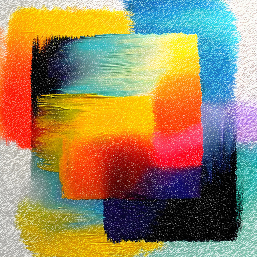 Chromatic Blocks VI – Patchwork Abstract Print  Print