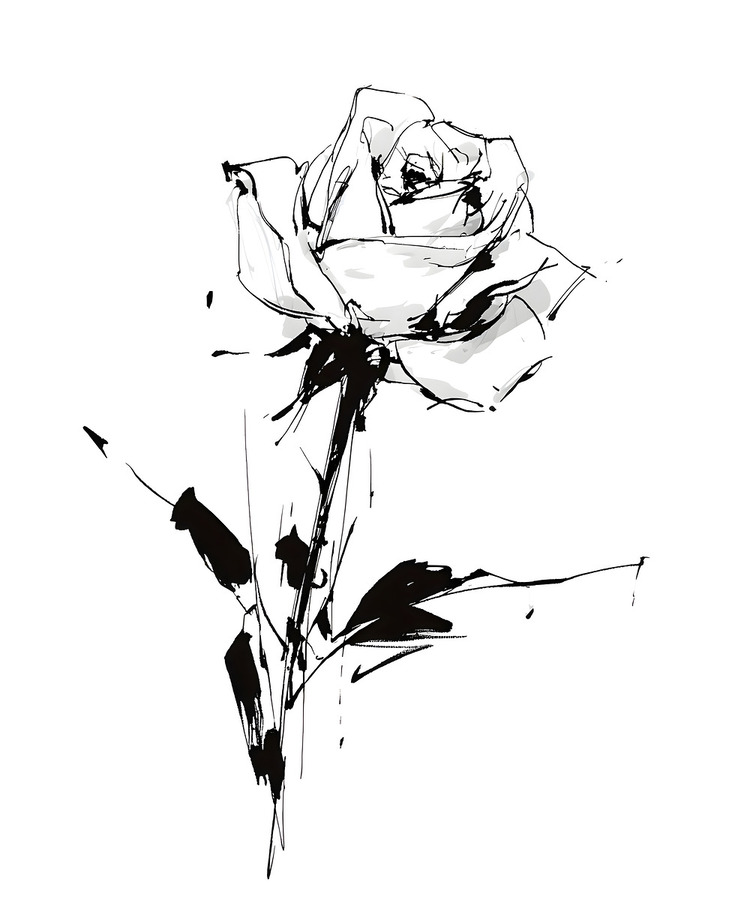Sketch Rose – Minimalist Botanical Print  Imprimer