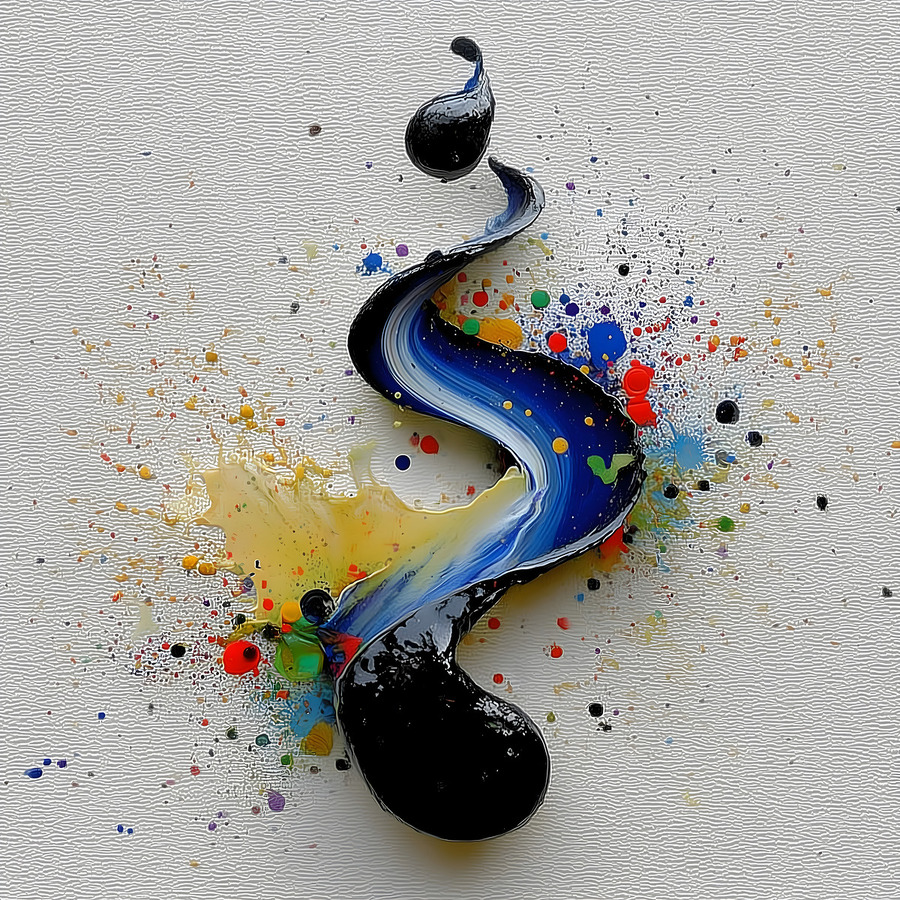 Neon Comet – Drip & Splatter Abstract Print  Print