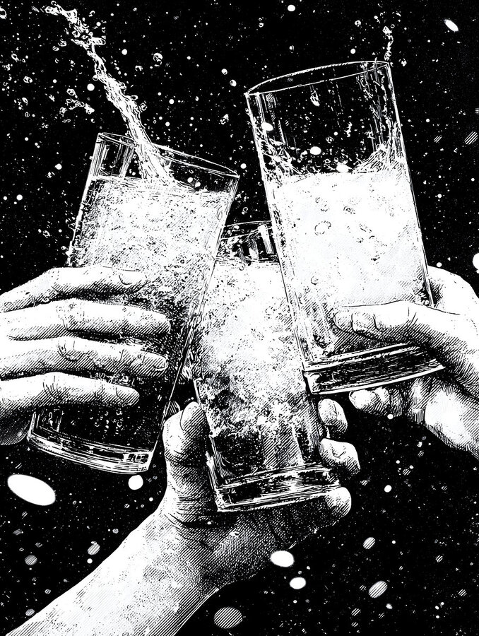 Cheers – Champagne Toast Art Print  Print