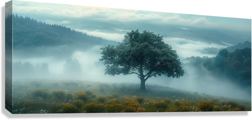 Keeper of the Valley - Misty Meadow Tree Art Prints Canvas Print