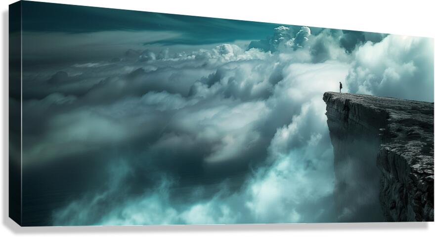At the Edge of Heaven - Cliff Above the Clouds Art Prints Canvas Print