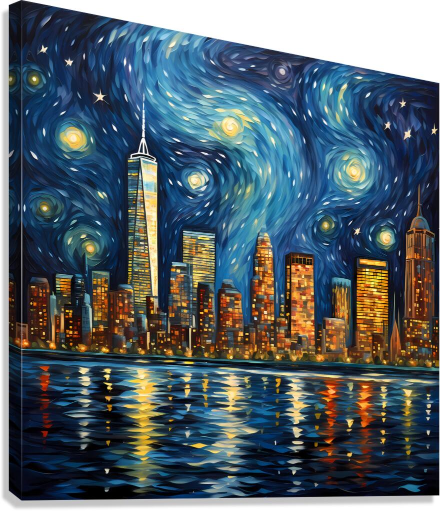 Starry Night Skyline - Starry Cityscape Art Prints Canvas Print