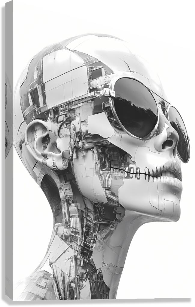 Echoes of Escher - Surreal Skull Line Art Prints Canvas Print