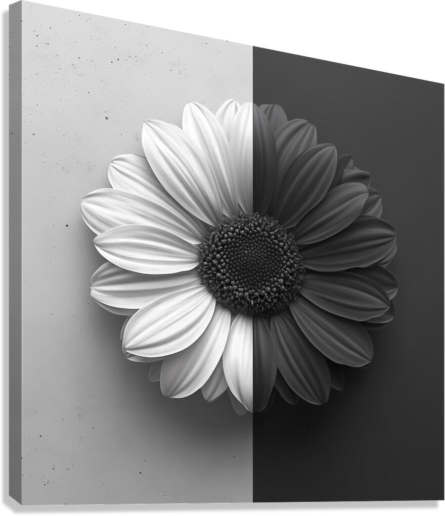 50 50 - Black & White Floral Art Prints Canvas Print