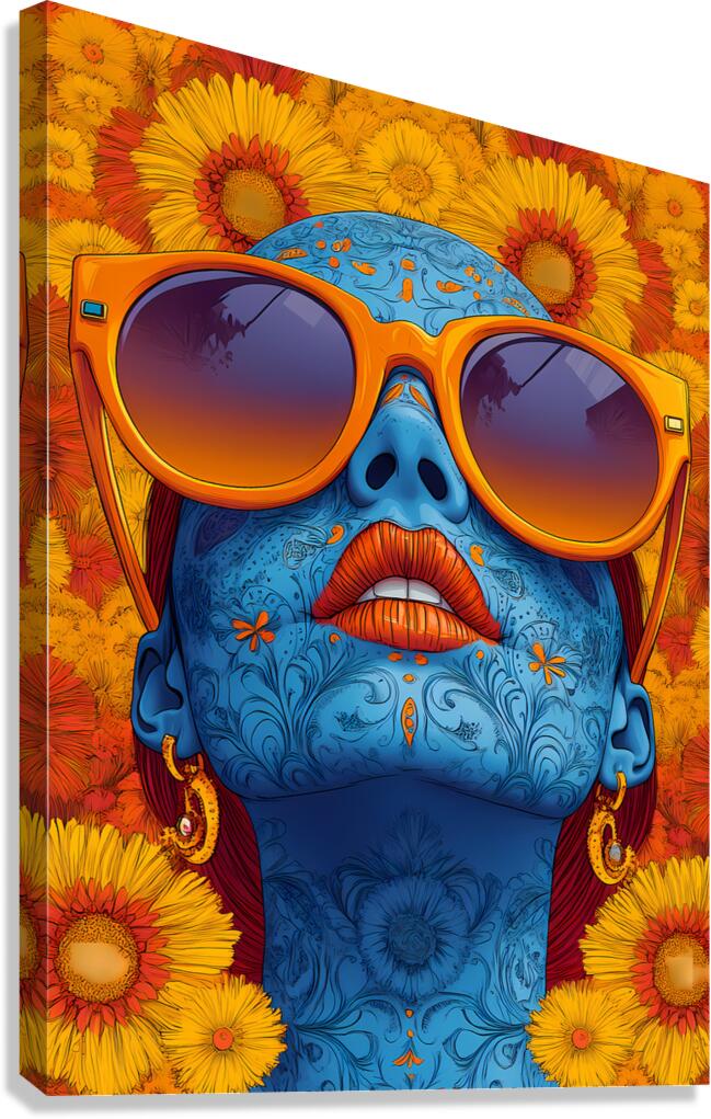 Chill - Pop Surreal Sugar Skull Portrait Art Prints Canvas Print