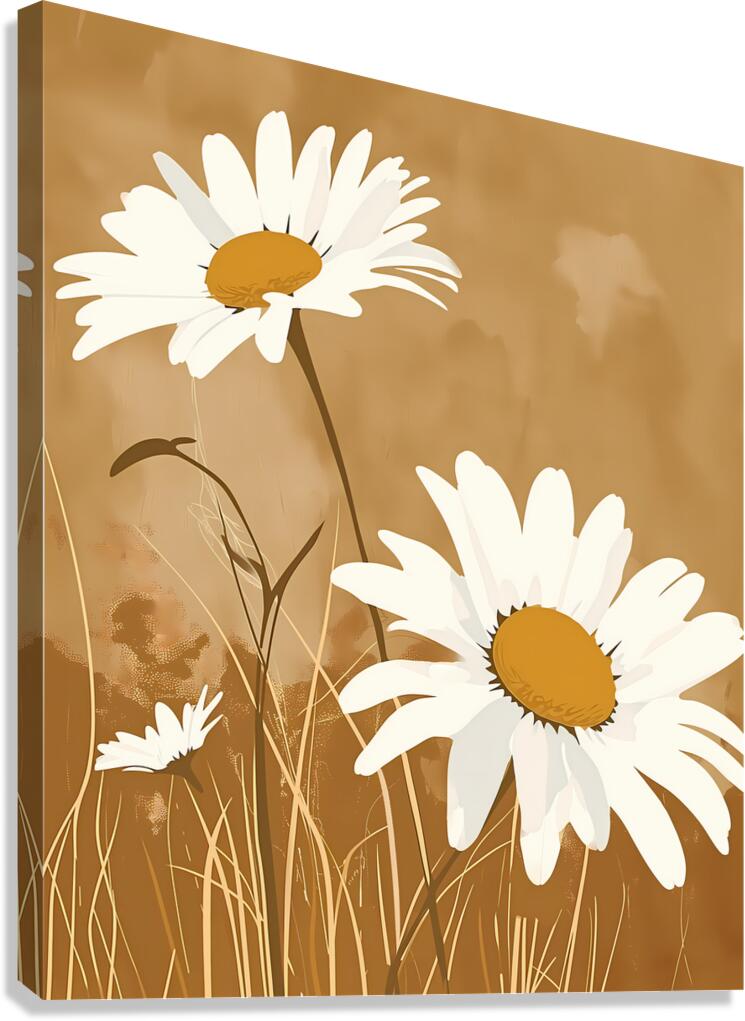 Wild Wild Daisies - Rustic Daisy Floral Art Prints Canvas Print
