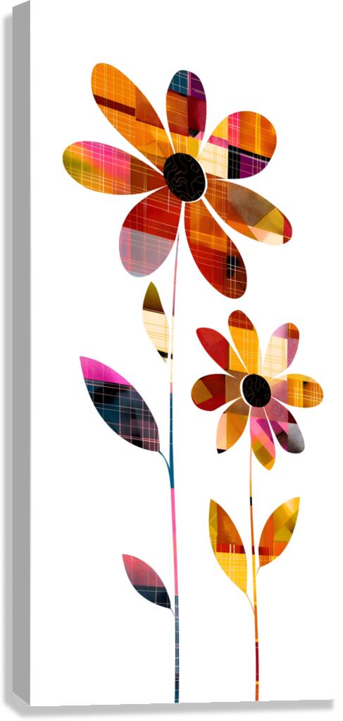 Plaid Botanica 24 - Modern Retro Floral Art Prints Canvas Print