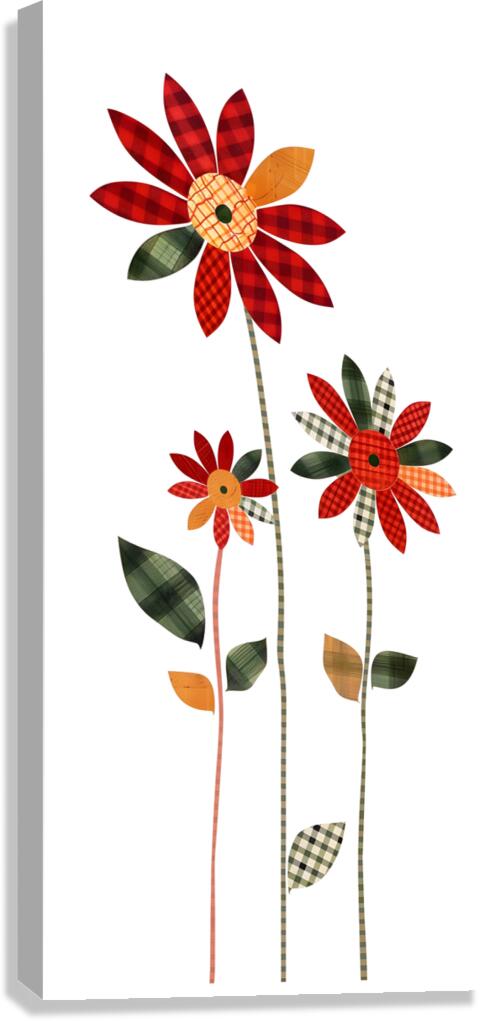 Plaid Botanica 13 - Retro Floral Art Prints Canvas Print