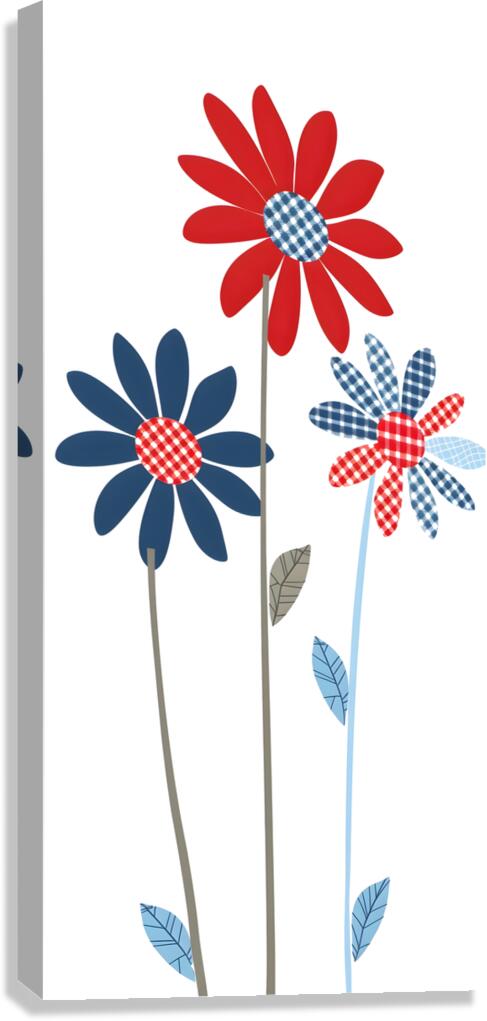 Plaid Botanica 9 - Retro Floral Art Prints Canvas Print