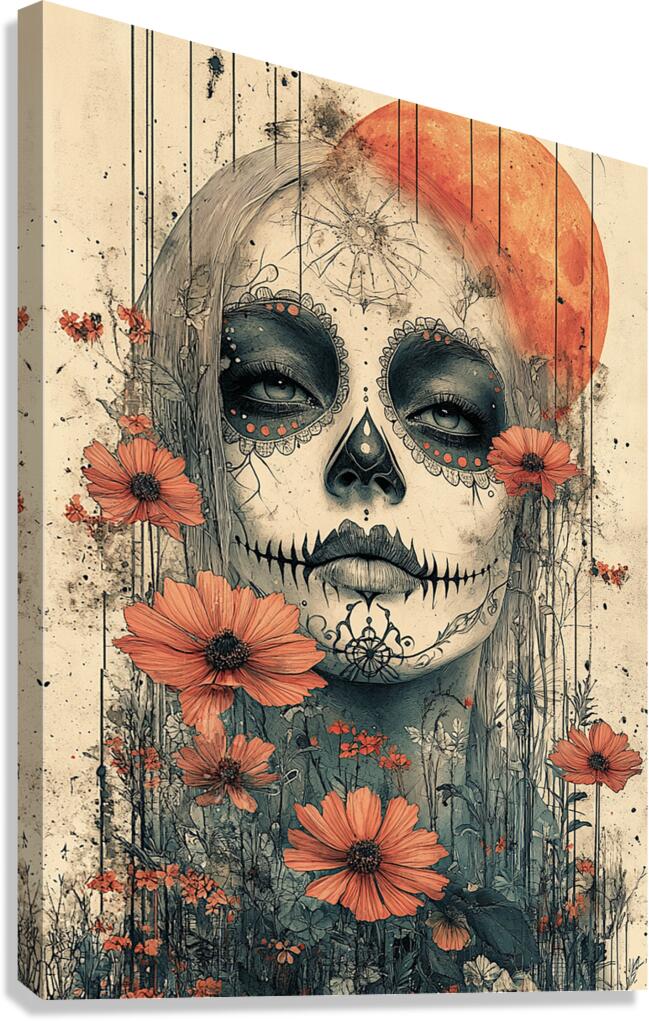 La Guardiana Del Camposanto - The Graveyard Guardian - Dia de los Muertos Art Prints Canvas Print