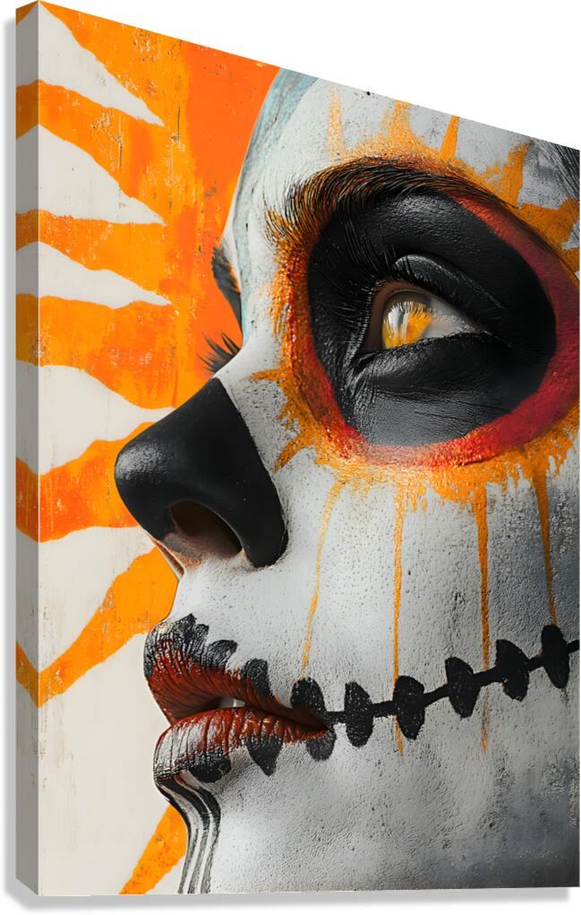 Hija Del Sol Azteca - Daughter Of The Aztec Sun - Dia de los Muertos Art Prints Canvas Print