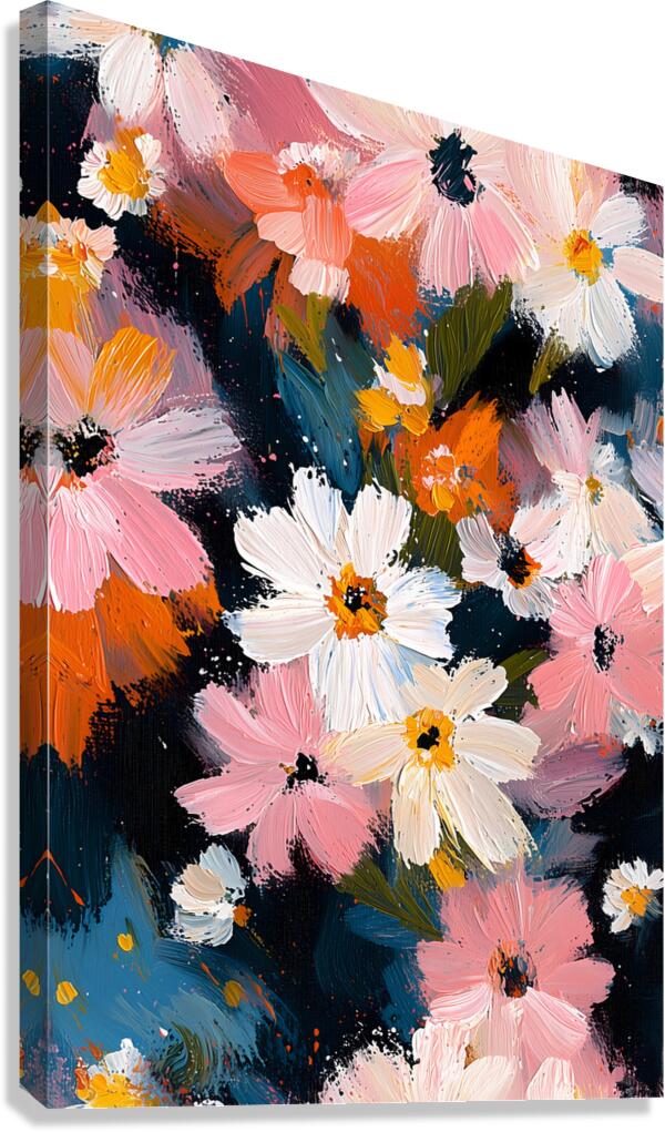 Petales Sauvages A Minuit - Wild Petals At Midnight - Nocturne Floral Art Prints Canvas Print