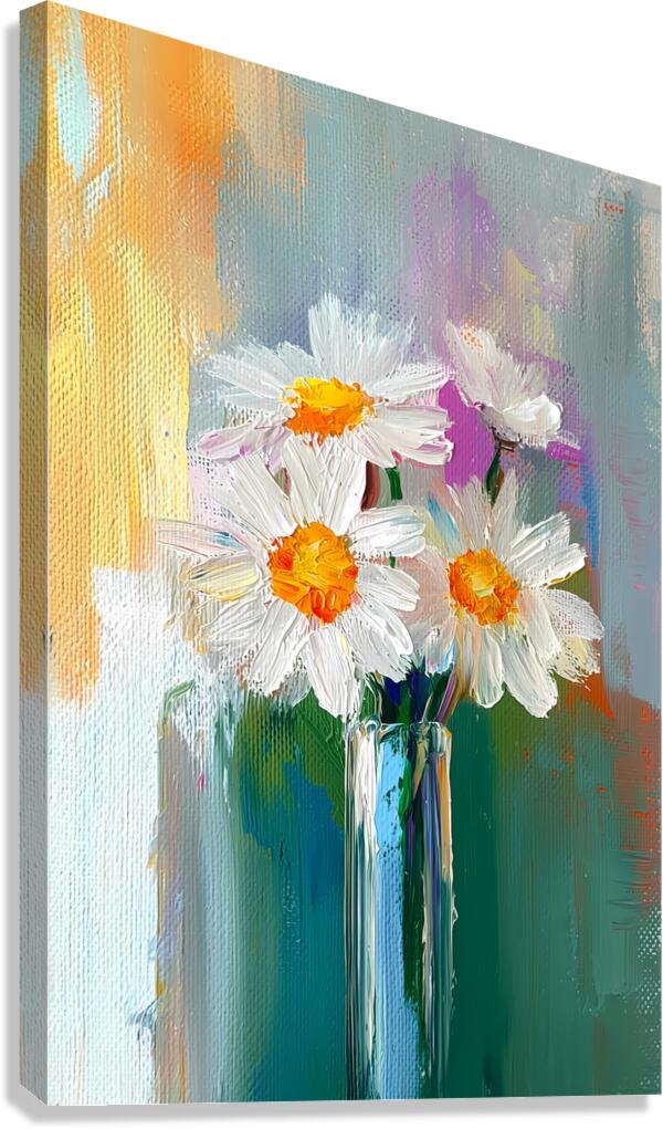 Marguerites Du Dimanche Matin - Daisies On Sunday Morning - Floral Vase Art Prints Canvas Print