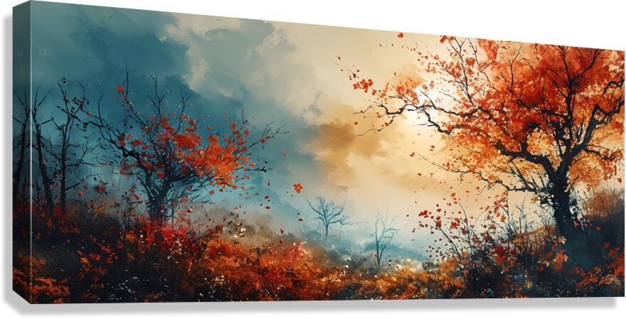 Embers Of Autumn - Modern Floral Field Art Prints Canvas Print