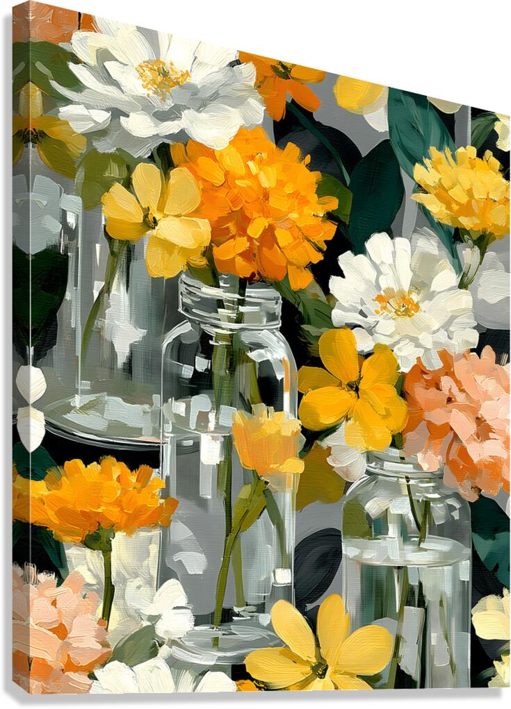 Fleurs Captives - Captive Flowers - Botanical Collage Art Prints Canvas Print