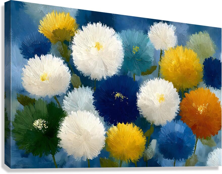 Bouffees De Couleur - Puffs Of Color - Playful Floral Art Prints Canvas Print