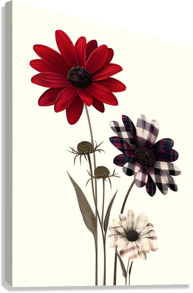 Plaid Botanica 30 - Contemporary Floral Art Prints Canvas Print