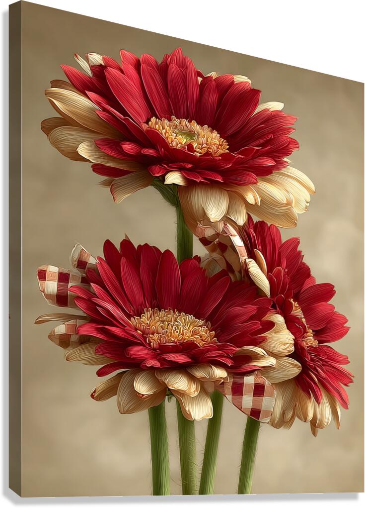 Plaid Botanica 31 - Retro Floral Art Prints Canvas Print