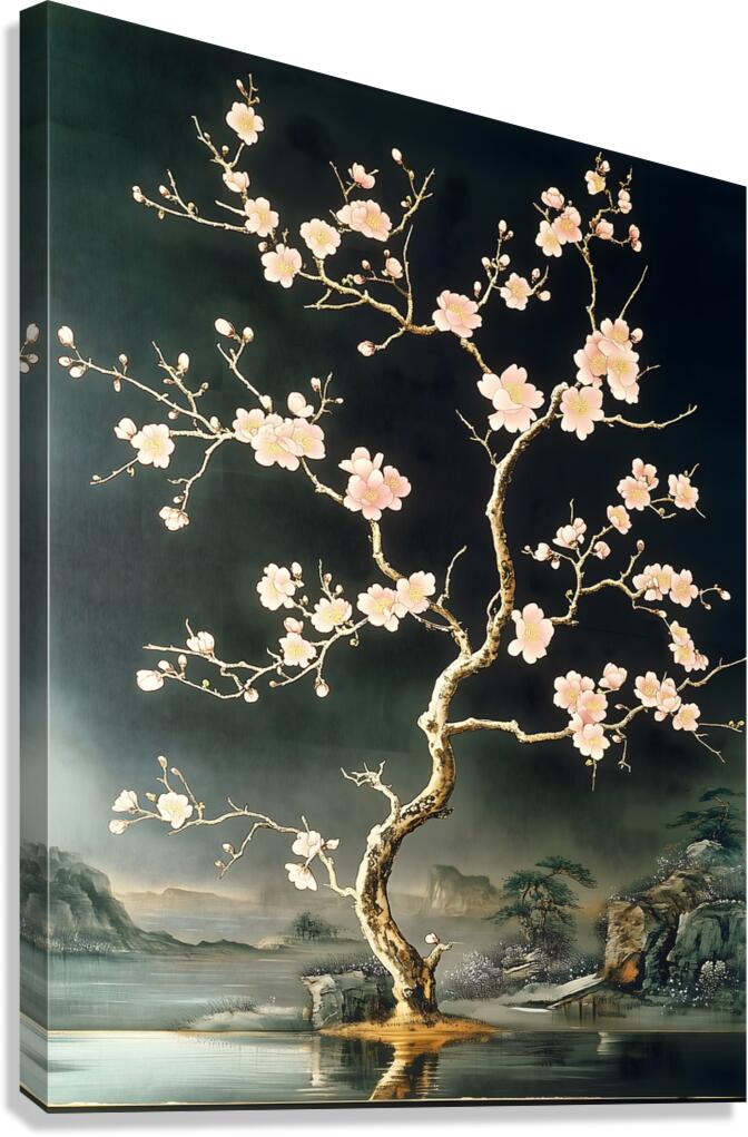 Sakura No Saku 桜の咲く - Blossom In Stillness - Japanese Cherry Blossom Art Prints Canvas Print