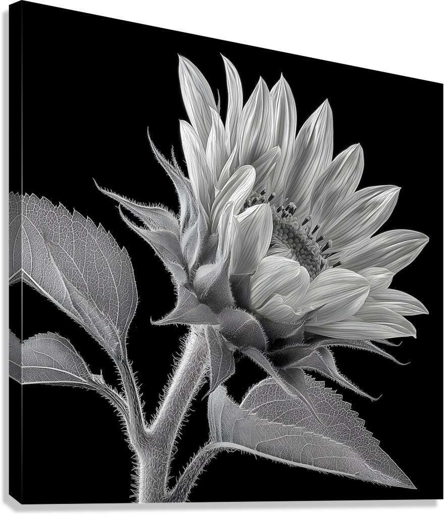 Sunflower Selfie 14 - Sunflower Portrait Art Prints Canvas Print