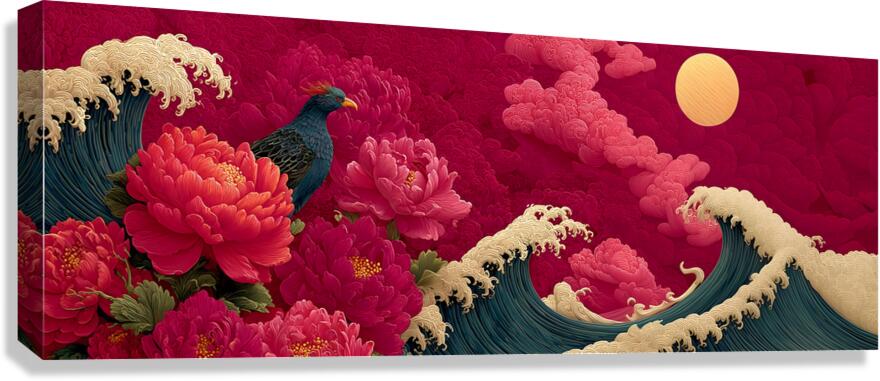 Hoo No Shisen 鳳凰の視線 - The Phoenix Gaze - Japanese Mythic Art Prints Canvas Print