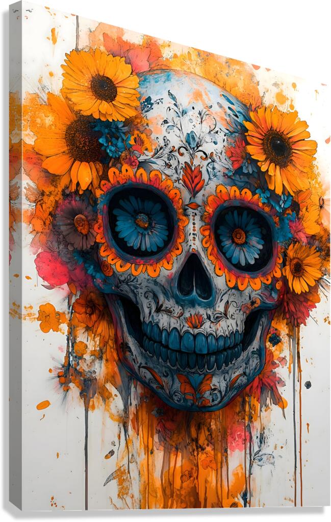 La Sonrisa Eterna – The Eternal Smile Sugar Skull Art Print Canvas Print