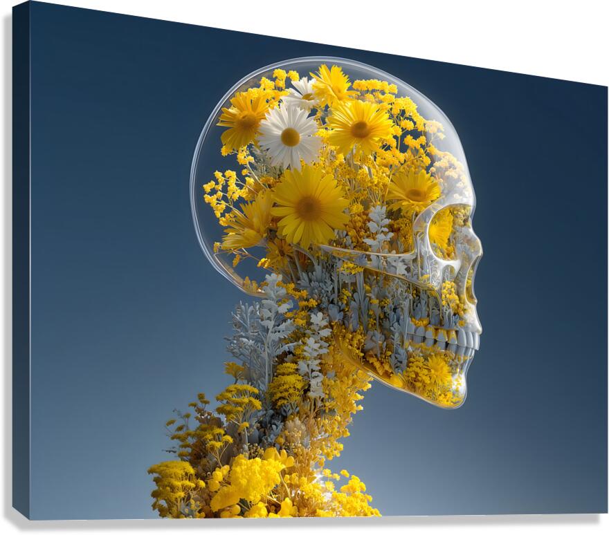 Thoughts in Bloom – Sugar Skull Art Print Canvas Print