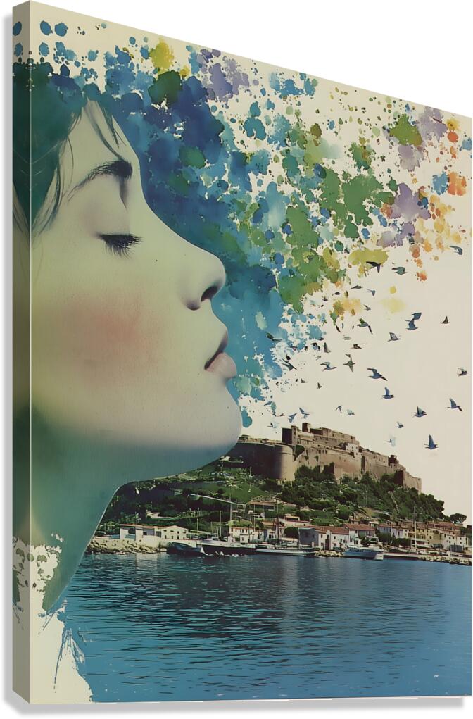 Memories in Blue – Vintage Collage Poster Art Print Canvas Print