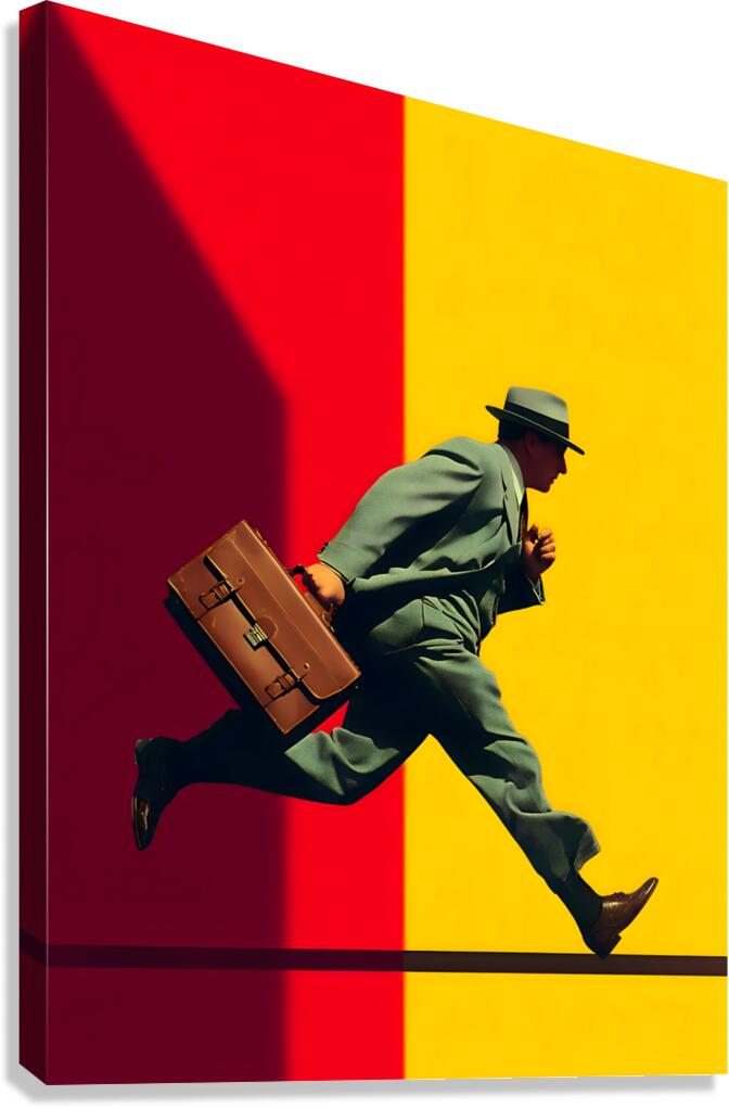 The Man Who Ran from Time – Surreal Poster Art Print Canvas Print