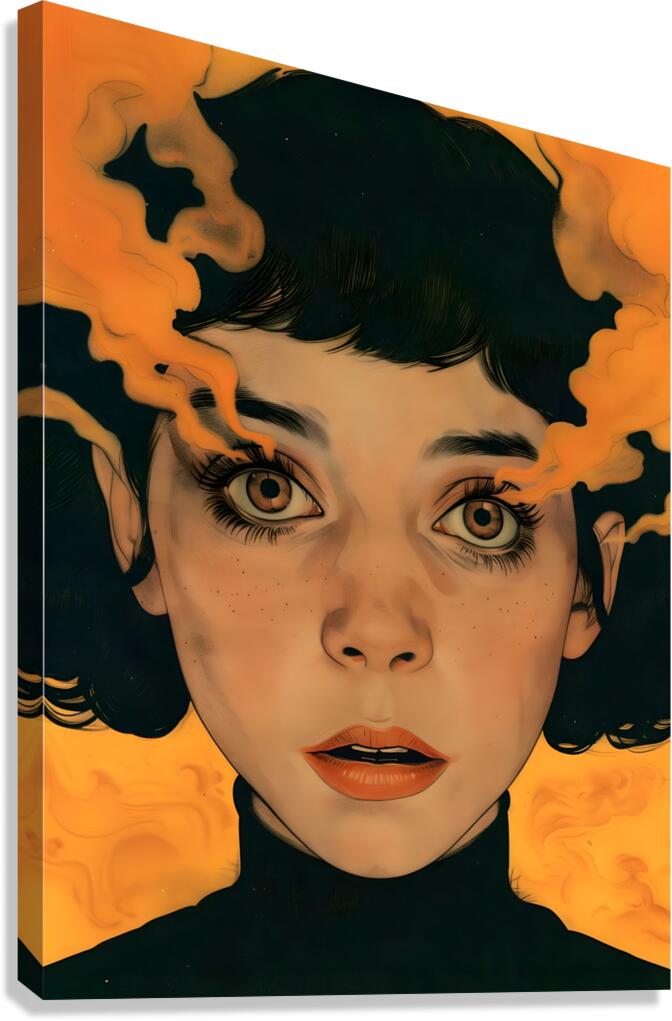 Eyes of Fire – Vintage Pop Portrait Art Print Canvas Print