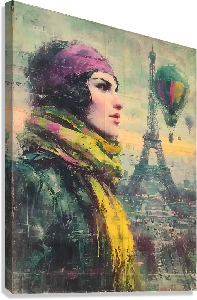 Against the Parisian Wind – Vintage Fashion Art Print Canvas Print