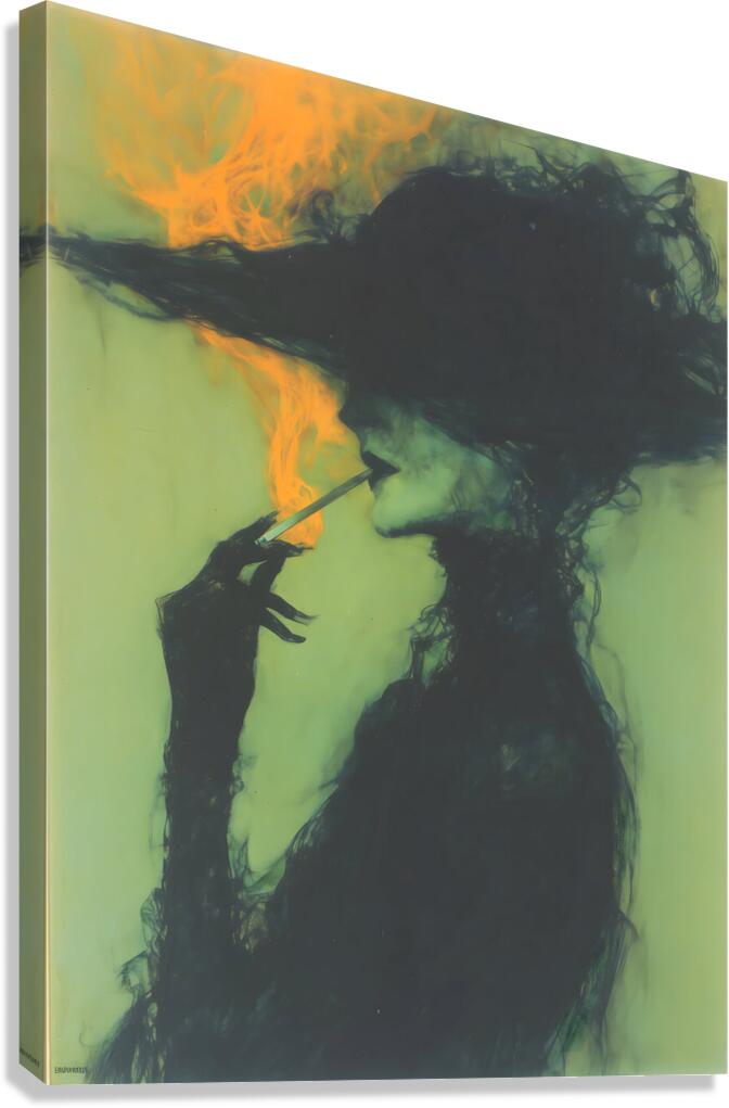 Smoke and Shadows – Vintage Noir Portrait Art Print Canvas Print