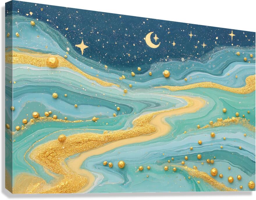 Golden River Flow – Fluid Abstract Art Print Canvas Print