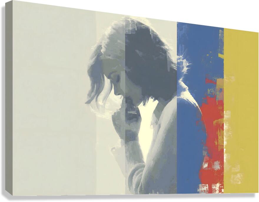 Abstract Portrait in Primary Hues – Women’s Portrait Art Print Canvas Print