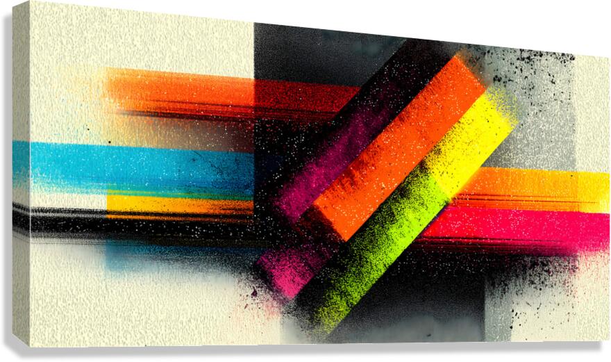 Chromatic Shift – Diagonal Neon Bar Abstract Print Canvas Print