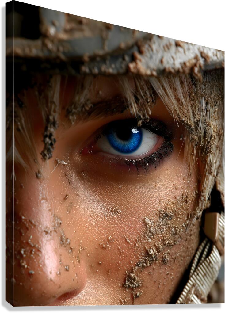 Blue Resolve – Warrior Portrait Art Print Canvas Print