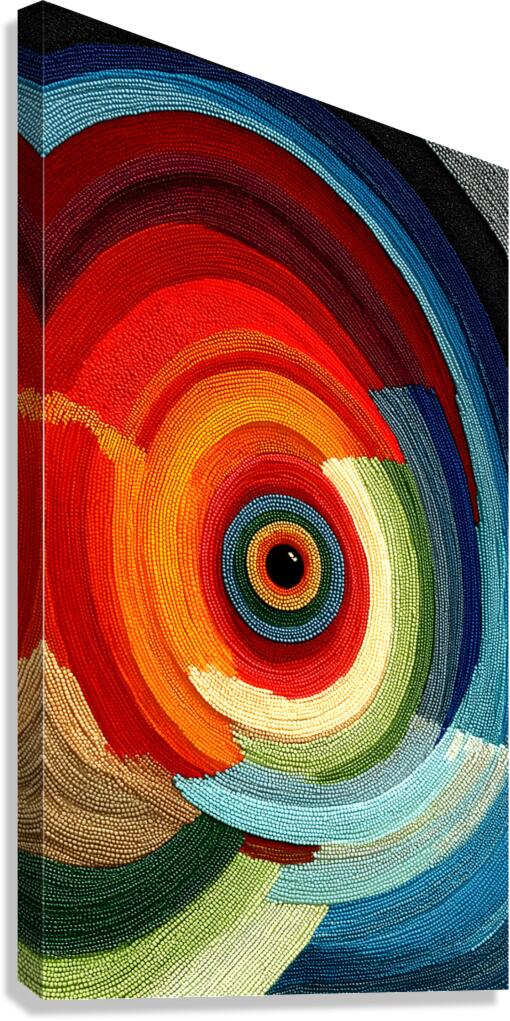 Chromatic Whirlpool – Beaded Concentric Abstract Print Canvas Print