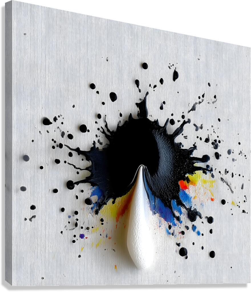 Impact Point – Monochrome Burst with Royal Accents Print Canvas Print