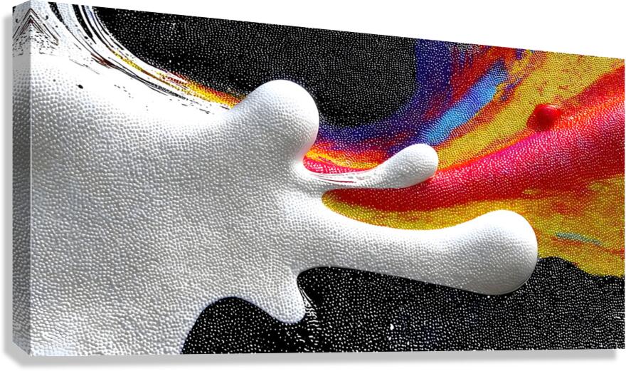 Chromatic Surge – White Splash Abstract Art Print Canvas Print